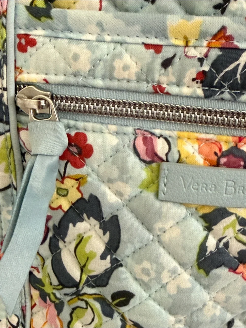 Vera Bradley Sky Blue Quilted Floral Shoulder Tote